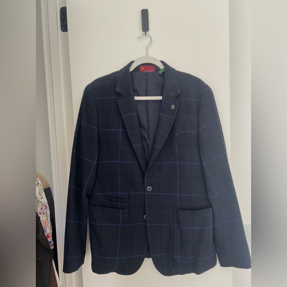 G-Star checkered Pattern Blazer Navy Blue
